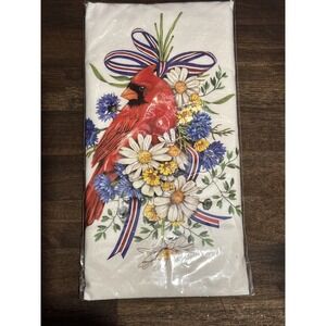 Mary Lake-Thompson Cardinal in Flowers Kitchen Towel 100% Cotton 30" X 30" NWT